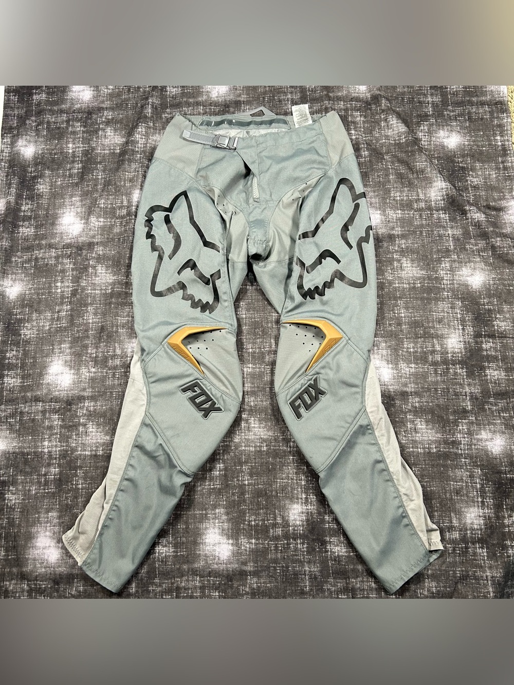 Fox Racing 180 Motocross Pants Mens 32 Gray Stone Leather Knee Patch Dirt Bike